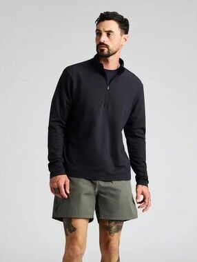 NWOT Path Projects Mens Black Benham Half Zip Sweater Karuishi Fleece Size Large